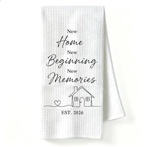 Housewarming Gift Kitchen Towels, New Home New Memories Dish Towel