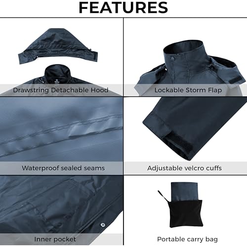 Image of Wantdo Long Rain Coats for Men Waterproof Rain Jacket with Hood