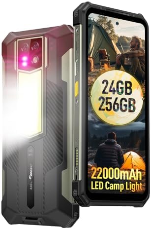 Ulefone Armor 24 Rugged Phones, 22000mAh(66W), MTK Helio G96 24GB+256GB Android 15, IP68/69K, 64MP+64MP Night Vision Camera, 6.78" FHD+ Corning Gorilla Screen, 1000LM LED Light, Dual 4G, IR Blaster