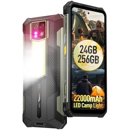 Ulefone Armor 24 Rugged Phones, 22000mAh(66W), MTK Helio G96 24GB+256GB Android 15, IP68/69K, 64MP+64MP Night Vision Camera, 6.78" FHD+ Corning Gorilla Screen, 1000LM LED Light, Dual 4G, IR Blaster