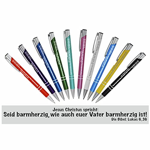 5 Metall - Kugelschreiber graviert mit Jahreslosung 2021: Jesus Christus spricht: Seid barmherzig, wie auch euer Vater barmherzig ist! Lukas 6,36 Cover