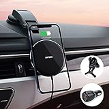 ANPULES Magnetic Wireless Car Charger, Auto-Alignment Car Phone Mount Air Vent Dashboard Holder, Fast Wireless Charging Stand Only Compatible with iPhone13 &iPhone 12 Series（with QC 3.0 Car Adapter）