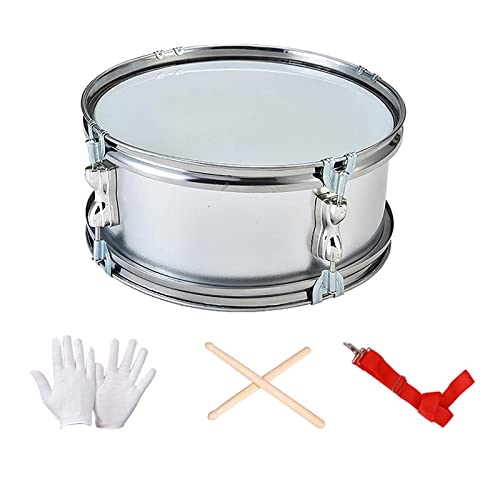 Yiju 11\" Snare Drum Percussion Instrument Professional with Shoulder Strap Lightweight Musical Instruments Music Drums for Girls Kids Children, Argent - Thumbnail 7