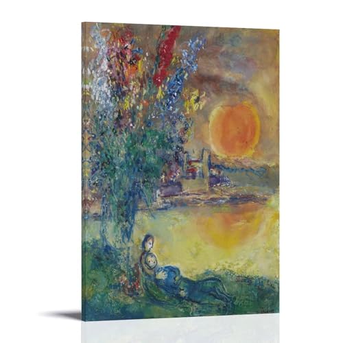 Lune Rousse Au Cap D'Antibes de Marc Chagall - Póster decorativo para pared, dormitorio, oficina, sala de estar, 40 x 60 cm