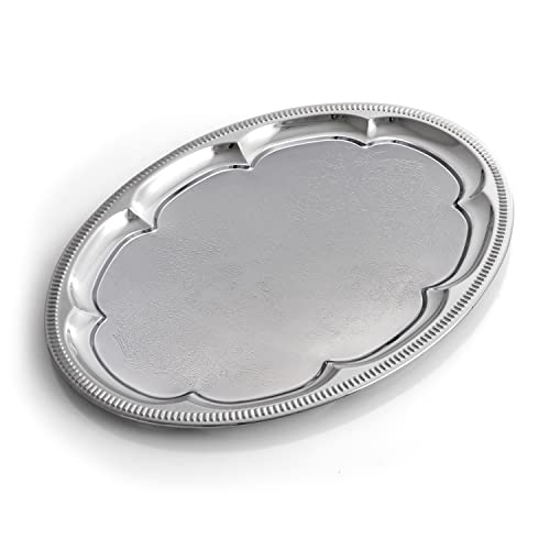 Sterlingcraft Silver Finish Serving Tray, 9 X 6 Inches, 7 1/4 X 4 1/4 Serving Area #TOP23