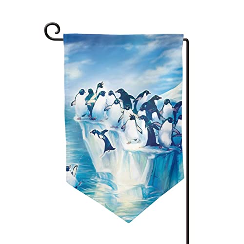Drapeau de jardin imprimé pingouins double face pour décoration extérieure