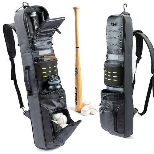 VIGEGARI Baseball Bat Bag Backpack Holds 4 Bats Slim Bat-Focused Design for Youth & Adults Baseball Bag with Fence Hook Padded Bat Case with Ball Pocket Softball & T-Ball Bat Carrying Bag