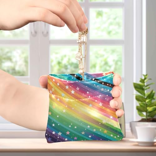 Colorful Striped Stars Coin Purse Leather Pouch Change Purse, Squeeze Coin Pouch for Cards, Keys & Lipsticks, Unisex4