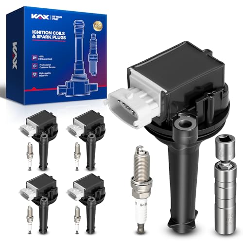 Image of KAX 5 Ignition Coils & 5 Spark Plugs Set for S60 S40 C70 C30 XC70 | (w /tool) Fits S60 2005-2009 2.4T, 2004-2016 2.5T, S40 2004-2010 2.4L /2.5T, C70 2006-2013,C30 XC70 V50 V70 UF517