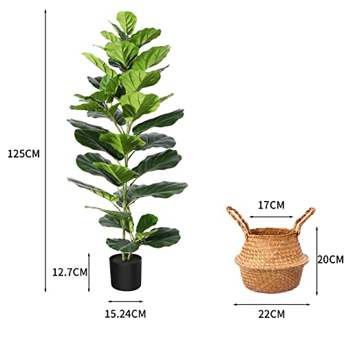 Fopamtri Pianta Finta Ficus Lyrata con Cesto