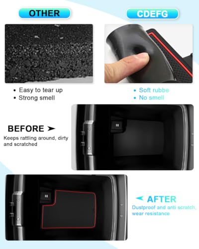 Image of CDEFG 16Pcs for 2027 Kia Telluride Door Slot Mats Cup Holder Inserts | 2027 Kia Telluride (LX / S / EX / X-Line EX / SX / X-Line SX / X-Pro SX), Door Slot Coverage Console Insert Pocket Rubber Set, Red