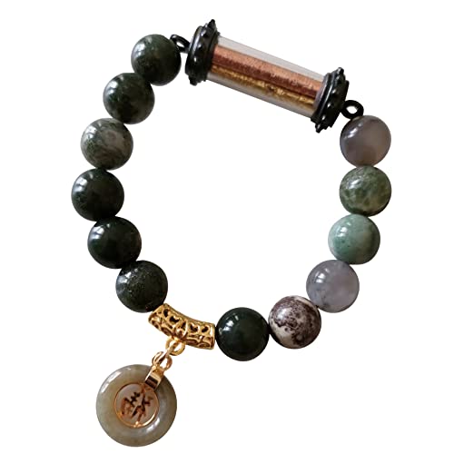 Image of Heavens Tvcz Multi-Color Jade & Takrut Prosperity Bracelet - 6″ Elastic Talisman for Wealth, Luck & Love