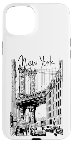 New York City Skyline Sketch Drawing Illustration Graphic X}zP[X iPhone 15 Plus p