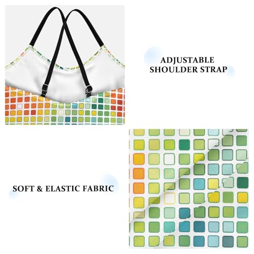 senya Girls Swimsuits One-Piece Swimwear Tie Bathing Suit Beach Summer Round Neck 7-8T Multicolored Square Grid Pattern3