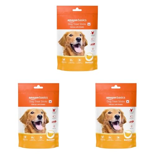 Image of Amazon Basics Banana Stick Treat for Young Adult Dogs (140g) (Pack of 3)