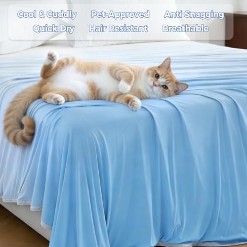Image of EMME Cooling Blankets Queen Size (90 inchx 90 inch) for Hot Sleepers, Summer Bed Blanket, Thin Light Bedspread Coverlet for Night Sweats, Double Sided Keep Body Cool, Cold Blankets for Sleeping Gradient Blue