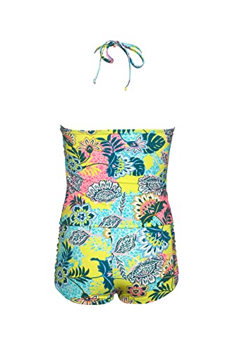 Image of Hobie Girls' Strappy High Neck Tankini Top & Shirred Boyshort Bottom Swimsuit Set