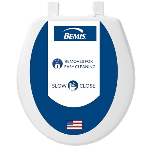 Bemis 730SLEC Slow Close Toilet Seat, Easy Clean Hinges and Durable Plastic Seat, Made in USA, Round, White