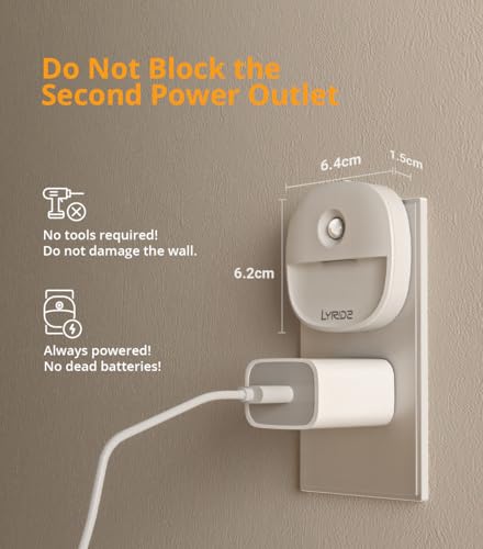 Lyridz Luz noturna com sensor de movimento – plugue de luz noturna com sensor do crepúsculo ao amanh