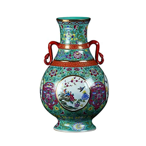 RIAMTGCX Jarrón binaural chino de porcelana azul y blanca, florero floral de cerámica, florero decorativo, jarrón de recompensa Cover