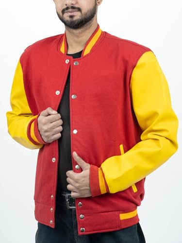 Men's Fashion Varsity Jacket Causal Slim Fit Wool Letterman Baseball Bomber Jackets2