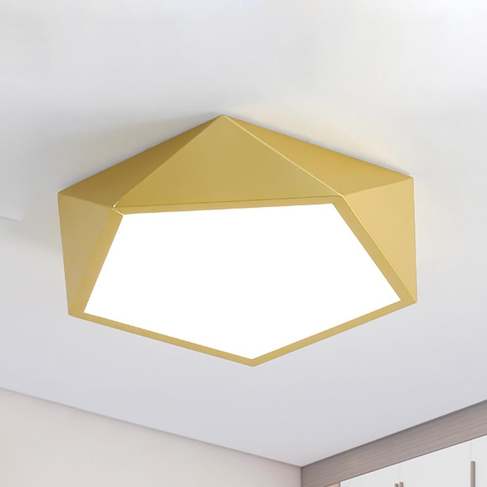 COSRUB Modern Geometric Flush Mount Ceiling Light, Polygon Dimmable LED Ceiling Lamps Fixture Nordic Cream Ceiling Lighting for Bedroom Study(Gold(Stepless),52cm/20.47in)