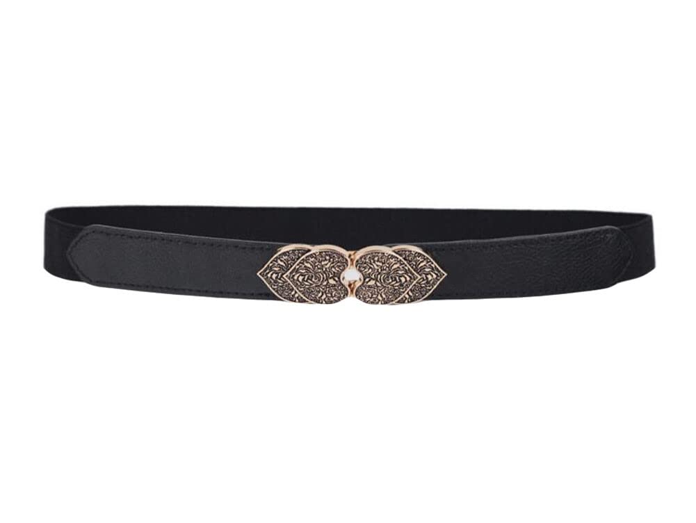 Diyafas Retro Women Skinny Elastic Stretch Belt for Dresses Waistband Thin Belt, Black, One Size