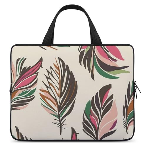 Funda para portátil de 13 pulgadas de diseño artístico ultra fino con estampado de plumas