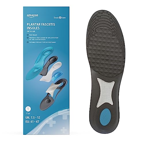 Amazon Basic Care - Fascitis Plantar Plantillas, 2 Unidad, Talla 41/47, Azul