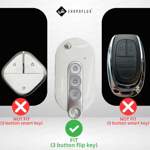 Image of SHOPOFLUX Metal Key Cover Compatible for MG comet ev Electric 3 Button Flip Key