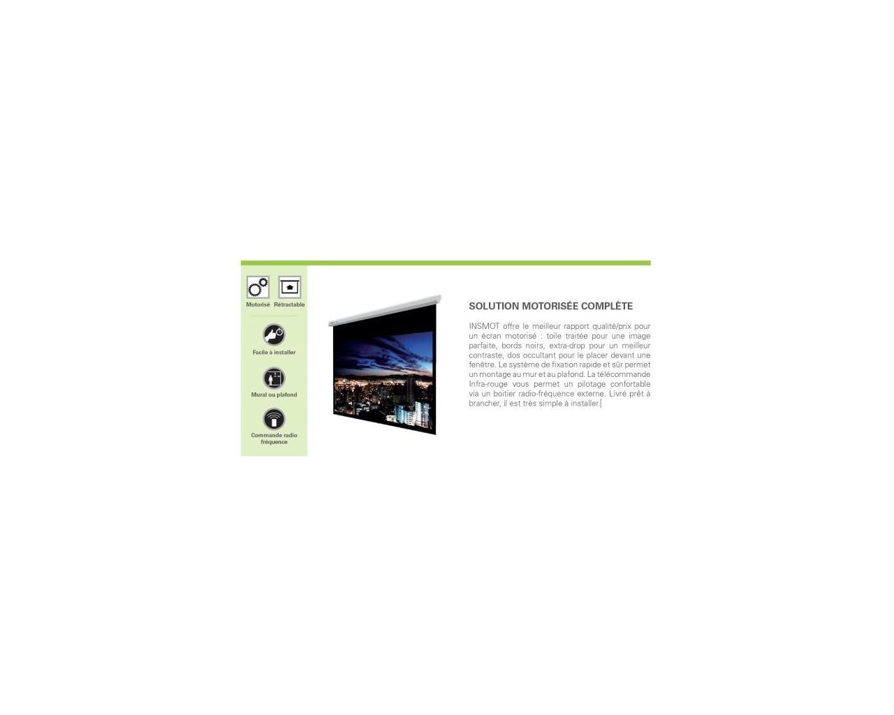 Écran projecteur motorisé Instaal Insmot (135 Pouces), 300 x 168 cm, Format 16:9, Toile électrique 3 mètres, Toile de Projection Home Cinéma 3 m – bâche projecteur Moteur 300 cm 3 m Full HD 4K