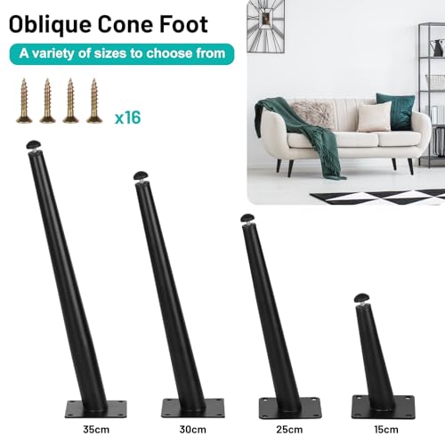 Patas para muebles negras DBREAKS inclinadas y regulables de 35 cm 7