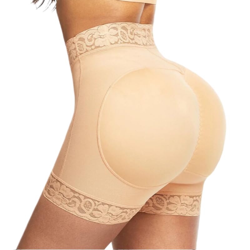Mujer Bragas con Relleno - Entrenador De Cintura Culo Falso Realzador De Cadera Sexy Control De Barriga Bordado De Encaje Cintura Alta Lencería De Color Sólido De Gran Tamaño