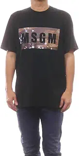 [エムエスジーエム] メンズ クルーネック Tシャツ 3640MM138 247002 ブラック [並行輸入品]