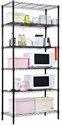 Image of Callas Supreme Height Adjustable 6-Tier Rack for Living Room, Kitchen, Home & Office Organizer (Black | 90 x 35 x 180 cm)