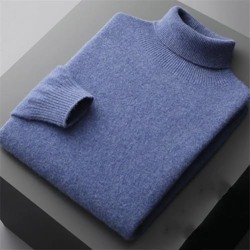 Men's Solid High Lapel Pullover Winter Basic Knitted Casual Sweater3