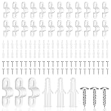 24 Sets Wire Shelf Loop Clips Wire Shelf Back Wall Clip White Plastic Shelf Brackets Screws and Expansion Tubes for Wire Shelving 120