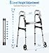 HOMLAND Walkers for Seniors, 2-Button Folding Walkers with Wheels, Lightweight Walker for Seniors Weighing Up to 350 Pounds, Height Adjustable Standard Walker & Ski Glides, Aluminum Frame, Silver