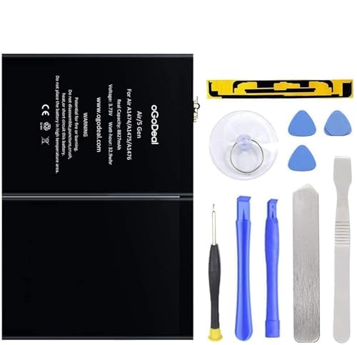 oGoDeal A1484 Battery Replacement Kit for iPad Air, for iPad 5th 6th 7th Generation for iPad 5 6 7 Battery, A1474 A1475 A1476 A1822 A1823 A1893 A1954 A2197 A2220 A2198 8827mAh +Tools & Adhesive