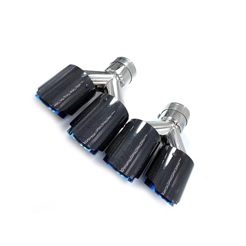 Embouts d'échappement voiture double sortie 114mm en carbone brillant avec isolation thermique