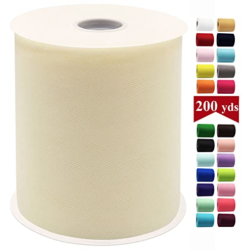 Rouleau de tulle ivoire de 15,2 cm x 182,9 m pour bricolage, emballage cadeau, fête prénatale, anniversaire, décoration de mariage, fournitures d'artisanat