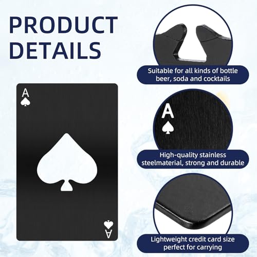 Ohiyoo 200 Pack Ace of Spades Bottle Openers Bulk Metal Poker Card Wallet Beer Bottle Openers for Party Favor Wedding Favor Groomsmen Bridesmaid Gift (Black&Silver) by Ohiyoo - Used condition - Image 3