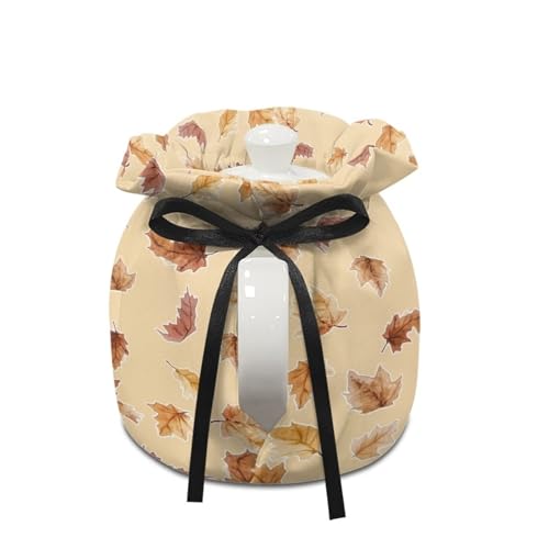 Image of Teapot Cosy Hedgehog Print Teapot Dust Cover Maple Leaf Print Tea Cozy for Teapot Portable Decorative Teapot Insulation Cover Dust-Proof Tea Pot Cozy Cover, Brown