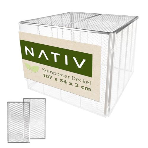 NATIV Deckel für Metallkomposter 2er Set Komposter Deckel 107×54 cm Silberne Abdeckung für Gartenkomposter wetterfest robust verzinkt in Silber Zubehör für Komposter (L - Silber)