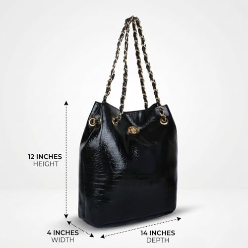 Image of Women's Stylish Handbag with Detachable Sling Strap | Croc Texture Shoulder & Crossbody Bag | Spacious Zip Closure Tote for Office, Daily & Travel Use | Chic Croc Texture, Adjustable Strap, Dual Carry Style, Rich Tan Finish, Twist Lock Closure, Spacious Interior
