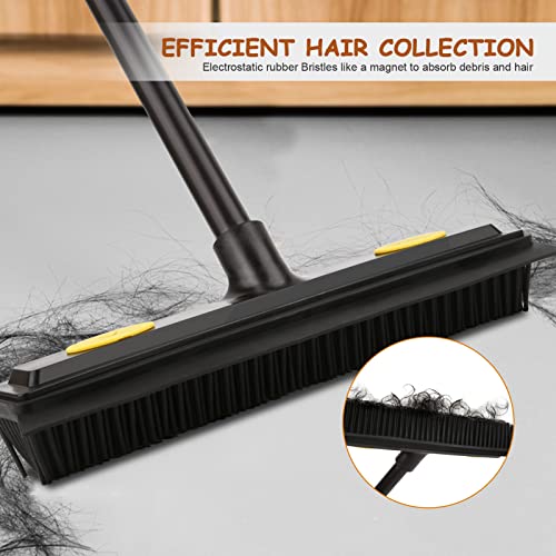 Doogepiit Rubber Broom For Pet Hair Remover,Carpet Rake-Rubber Broom With Squeegee, Portable Detailing Lint Remover Brush, Pet Hair Removal Tool For Carpet, Hardwood Floor, Tile, Window #TOP1