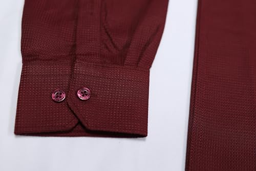 Image of Cotton Blend Formal Shirt for Men | Full Sleeve, Regular Fit, Button Down, Palin & Stylish Collared Neck | Breathable Lightweight Fabric for Office, College Meetings & Gathering