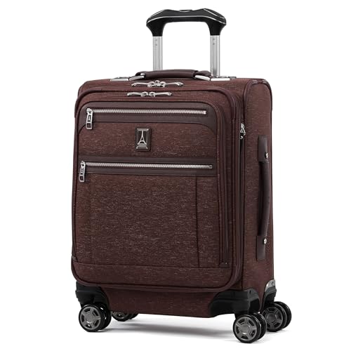 Image of Travelpro Platinum Elite Softside Expandable Carry on Luggage, 8 Wheel Spinner Suitcase, USB Port, Men and Women, International, Bordeaux Red, Carry On 19-Inch