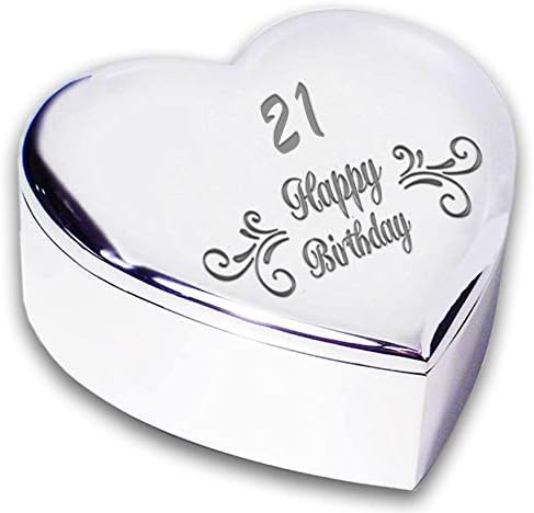 Chris Bag Of Goodies 21st 21 Year Old Twenty First Birthday Gift Her Swirl Engraved Silver Finish Heart Shaped Trinket Box Keepsake Present Idea For Daughter Sister Friend Wife
