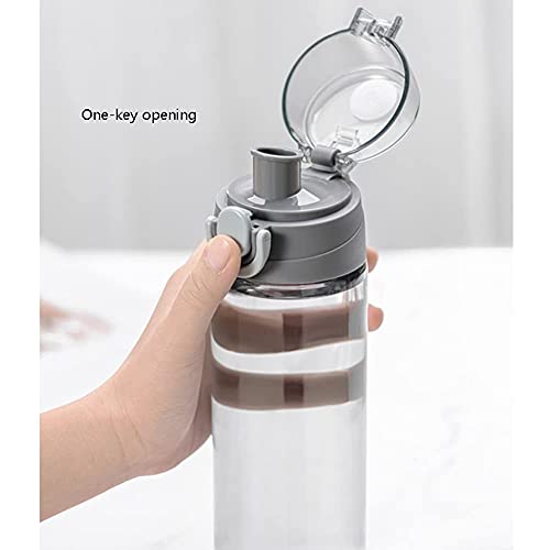 Waterfles Sports Waterfles Lichtgewicht Waterflessen met Stro Pop Open Deksel voor Camping Wandelen Travel Sports Outdoors Fles (kleur: Grijs) - Image 4